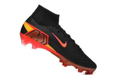 Men's Nike Air Zoom Mercurial Superfly 10 Elite FG Firm Ground High-Tops Football Boots - Black/Fiery Red/Golden Yellow