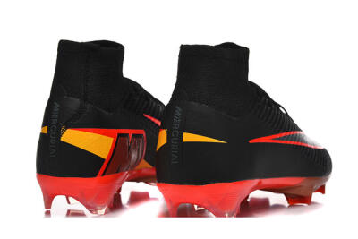 Men's Nike Air Zoom Mercurial Superfly 10 Elite FG Firm Ground High-Tops Football Boots - Black/Fiery Red/Golden Yellow