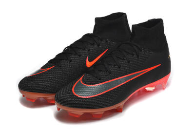 Men's Nike Air Zoom Mercurial Superfly 10 Elite FG Firm Ground High-Tops Football Boots - Black/Fiery Red/Golden Yellow
