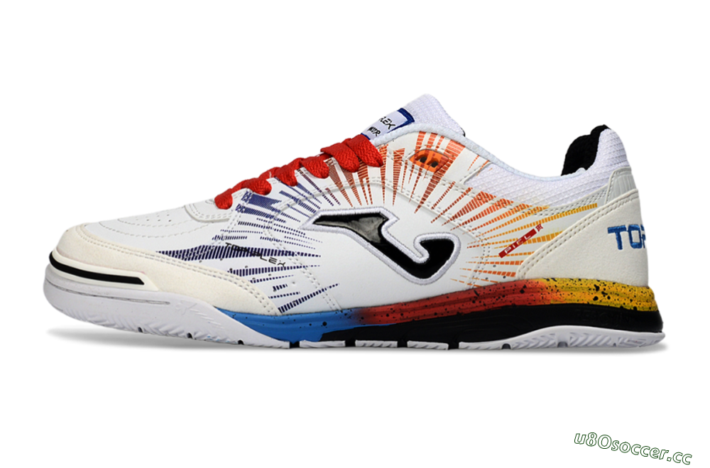 Men's Joma Top Flex IC Indoor & Futsal Low-Tops Football Shoes - White/Fiery Red/Sapphire Blue 0