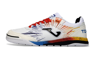 Men's Joma Top Flex IC Indoor & Futsal Low-Tops Football Shoes - White/Fiery Red/Sapphire Blue