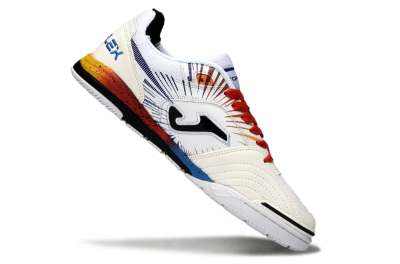 Men's Joma Top Flex IC Indoor & Futsal Low-Tops Football Shoes - White/Fiery Red/Sapphire Blue