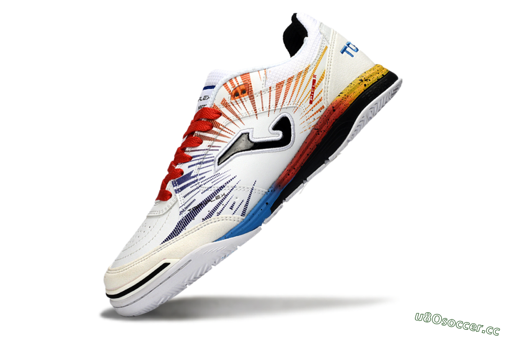 Men's Joma Top Flex IC Indoor & Futsal Low-Tops Football Shoes - White/Fiery Red/Sapphire Blue 5