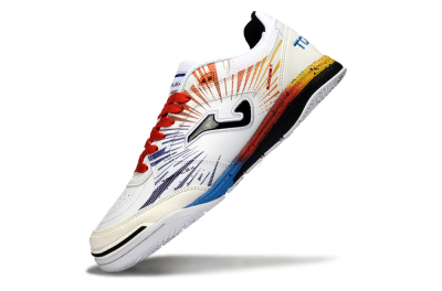 Men's Joma Top Flex IC Indoor & Futsal Low-Tops Football Shoes - White/Fiery Red/Sapphire Blue