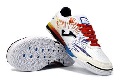 Men's Joma Top Flex IC Indoor & Futsal Low-Tops Football Shoes - White/Fiery Red/Sapphire Blue