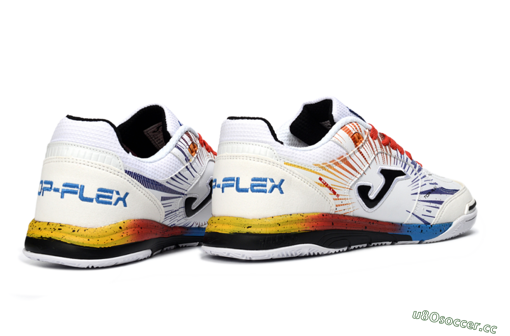 Men's Joma Top Flex IC Indoor & Futsal Low-Tops Football Shoes - White/Fiery Red/Sapphire Blue 6