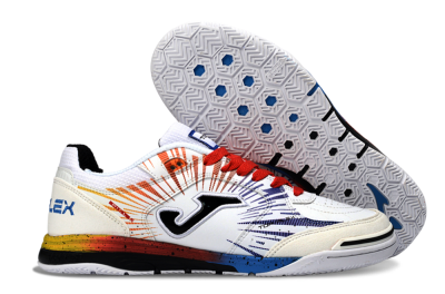 Men's Joma Top Flex IC Indoor & Futsal Low-Tops Football Shoes - White/Fiery Red/Sapphire Blue