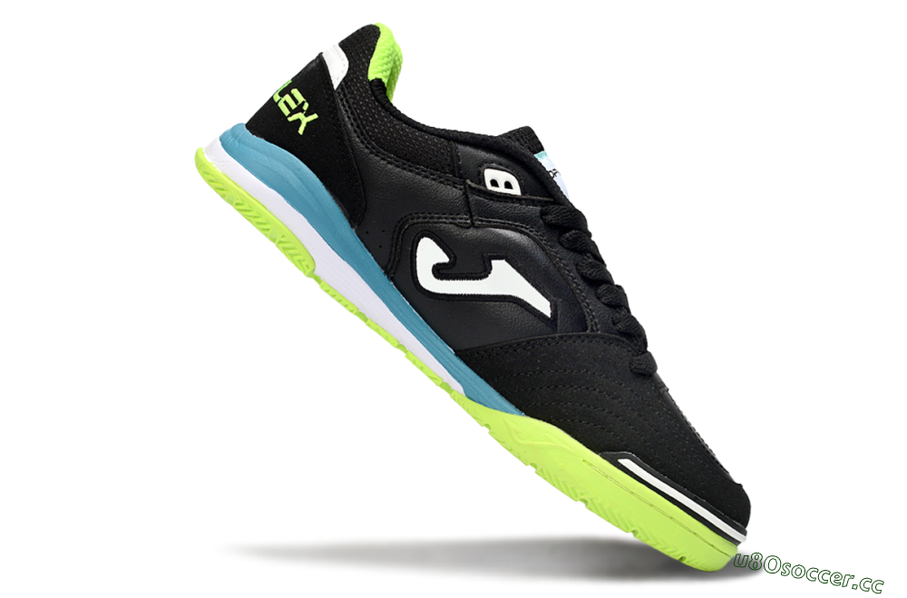 Men's Joma Top Flex IC Indoor & Futsal Low-Tops Football Shoes - Black/Lime Green/Blue Lagoon 4