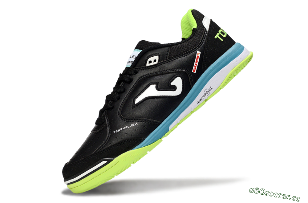 Men's Joma Top Flex IC Indoor & Futsal Low-Tops Football Shoes - Black/Lime Green/Blue Lagoon 5