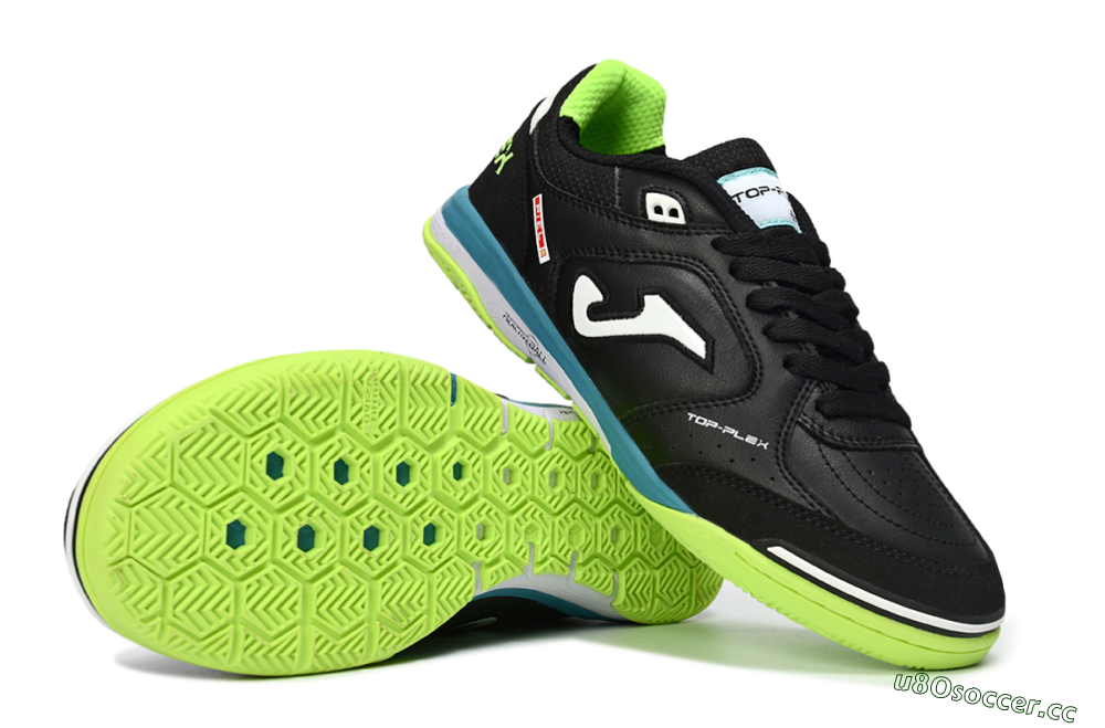 Men's Joma Top Flex IC Indoor & Futsal Low-Tops Football Shoes - Black/Lime Green/Blue Lagoon 1