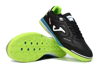 Men's Joma Top Flex IC Indoor & Futsal Low-Tops Football Shoes - Black/Lime Green/Blue Lagoon