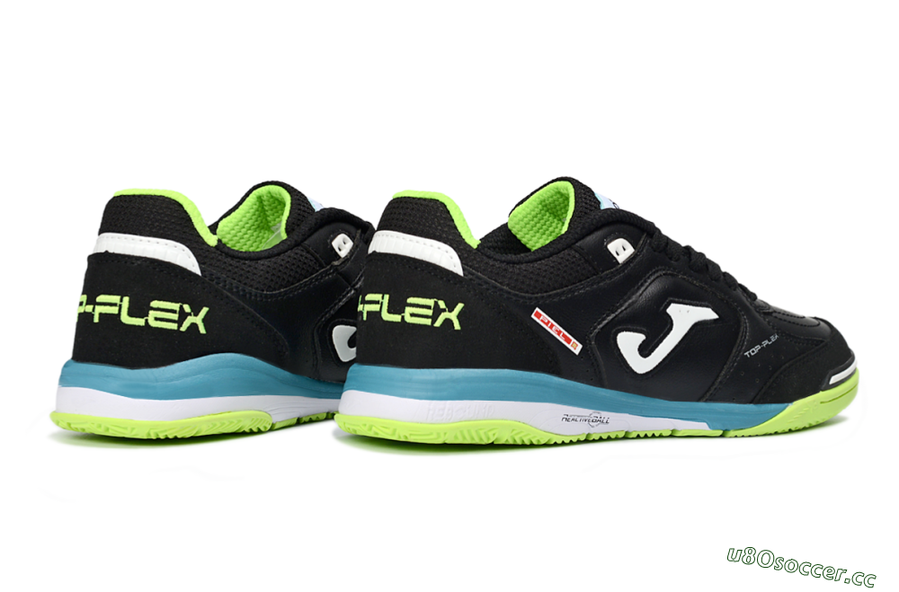 Men's Joma Top Flex IC Indoor & Futsal Low-Tops Football Shoes - Black/Lime Green/Blue Lagoon 6