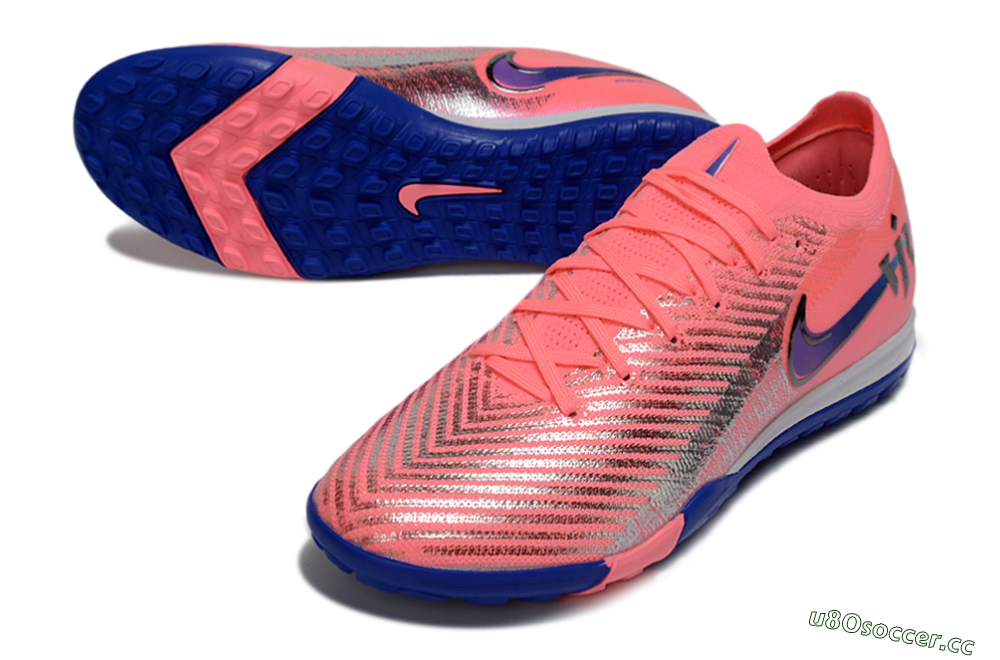 Unisex Nike Air Zoom Mercurial Vapor 16 Elite TF Artificial Turf Low-Tops Football Shoes - Pink/Electric Blue/Silver 3