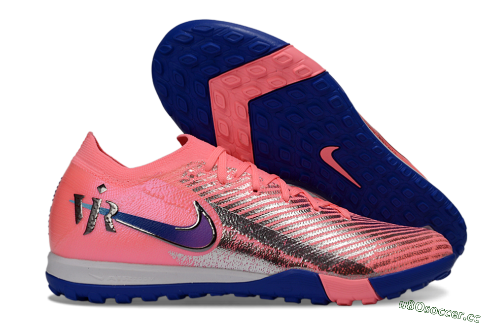 Unisex Nike Air Zoom Mercurial Vapor 16 Elite TF Artificial Turf Low-Tops Football Shoes - Pink/Electric Blue/Silver 2