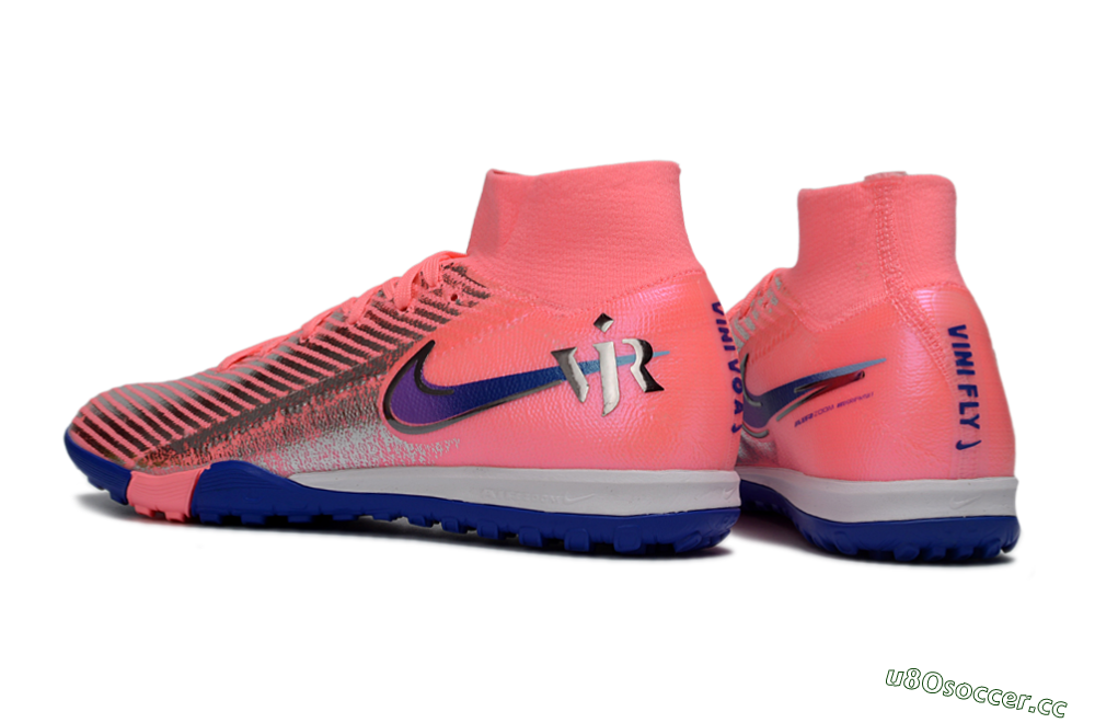 Unisex Nike Air Zoom Mercurial Superfly 10 Elite TF Artificial Turf High-Tops Football Shoes - Pink/Electric Pink/Deep Blue 4