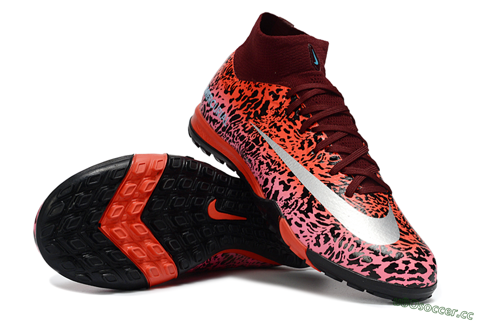 Unisex Nike Air Zoom Mercurial Superfly 10 Elite TF Artificial Turf High-Tops Football Shoes - Red/Wild Pink/Metallic Silver 1