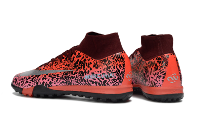 Unisex Nike Air Zoom Mercurial Superfly 10 Elite TF Artificial Turf High-Tops Football Shoes - Red/Wild Pink/Metallic Silver