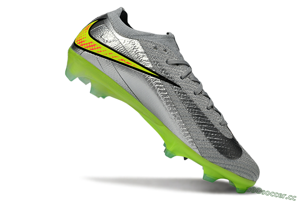 Men's Nike Air Zoom Mercurial Vapor 16 Elite FG Firm Ground Low-Tops Football Boots - Gray/Electric Green/Bright Red 4