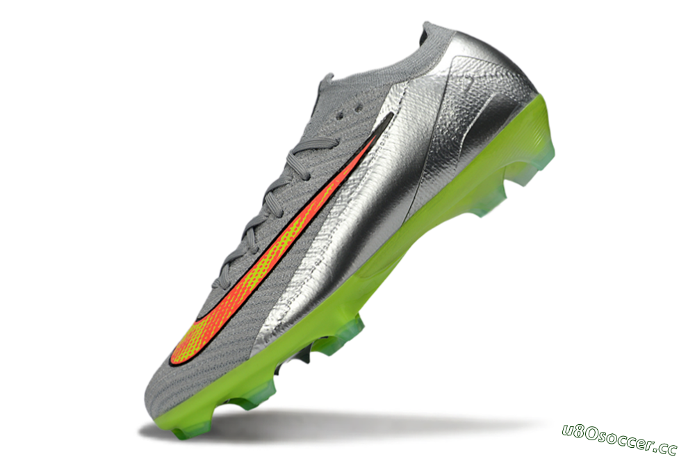 Men's Nike Air Zoom Mercurial Vapor 16 Elite FG Firm Ground Low-Tops Football Boots - Gray/Electric Green/Bright Red 5