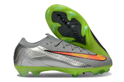 Men's Nike Air Zoom Mercurial Vapor 16 Elite FG Firm Ground Low-Tops Football Boots - Gray/Electric Green/Bright Red