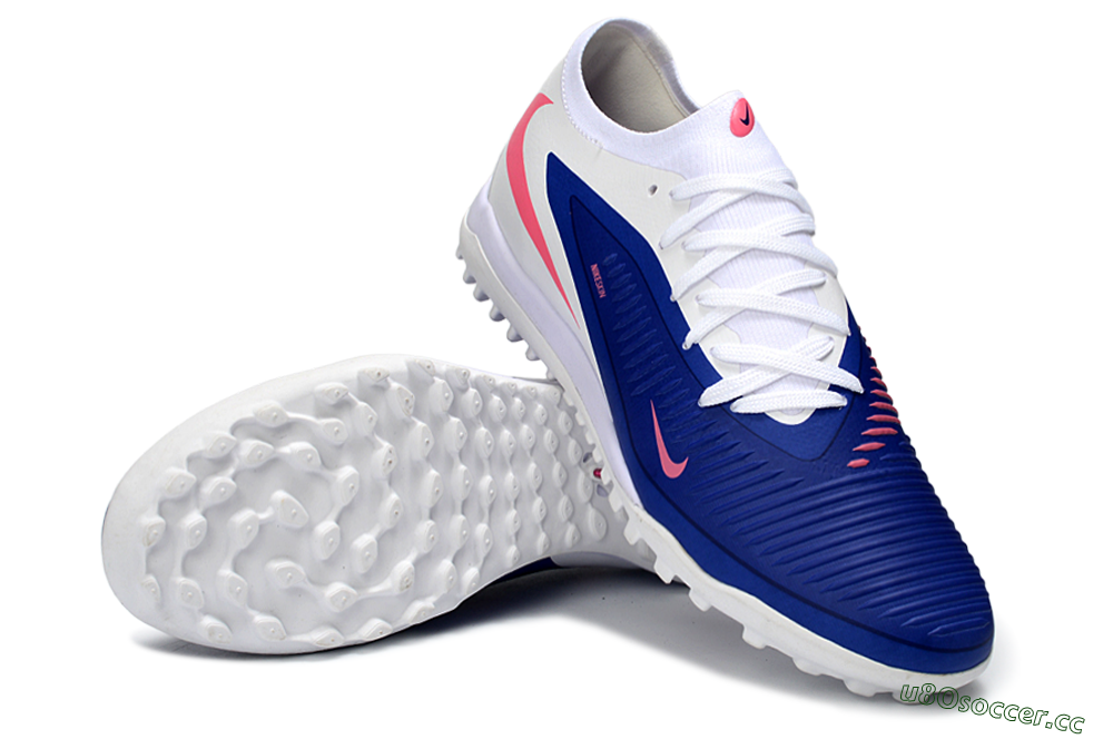 Men's Nike Phantom 6 Low Elite TF Artificial Turf Low-Tops Football Shoes - Blue/Bright Pink/Sleek White 3