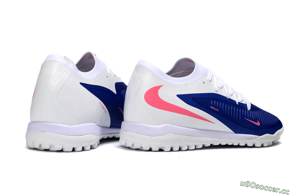 Men's Nike Phantom 6 Low Elite TF Artificial Turf Low-Tops Football Shoes - Blue/Bright Pink/Sleek White 6