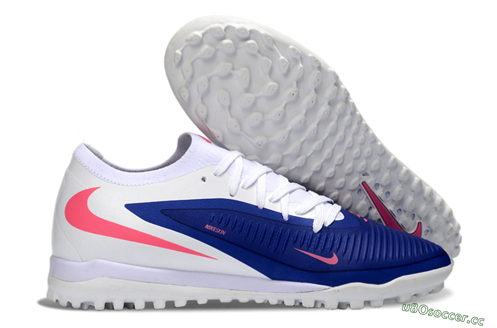 Men's Nike Phantom 6 Low Elite TF Artificial Turf Low-Tops Football Shoes - Blue/Bright Pink/Sleek White 2