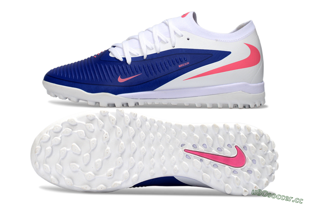 Men's Nike Phantom 6 Low Elite TF Artificial Turf Low-Tops Football Shoes - Blue/Bright Pink/Sleek White 1