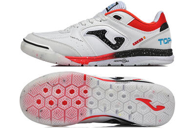 Men's Joma Top Flex IC Indoor & Futsal Low-Tops Football Shoes - White/Electric Red/Black