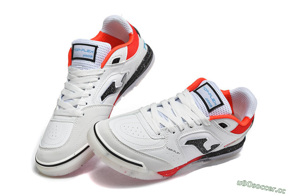 Men's Joma Top Flex IC Indoor & Futsal Low-Tops Football Shoes - White/Electric Red/Black 6