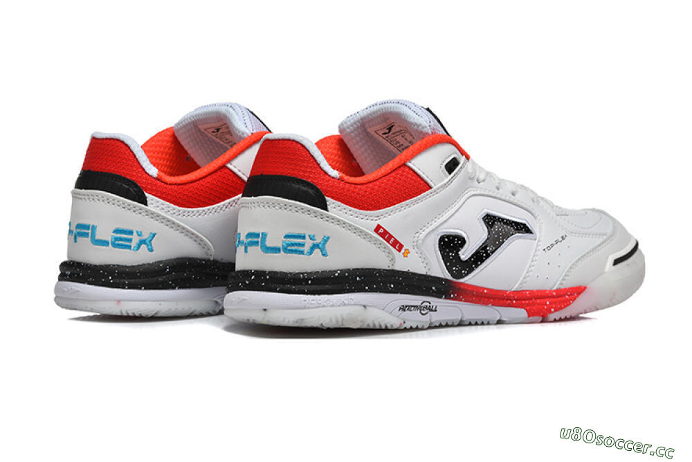 Men's Joma Top Flex IC Indoor & Futsal Low-Tops Football Shoes - White/Electric Red/Black 9