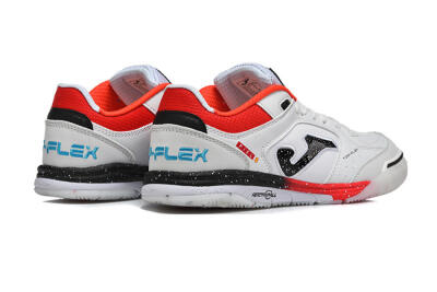 Men's Joma Top Flex IC Indoor & Futsal Low-Tops Football Shoes - White/Electric Red/Black