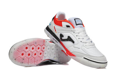 Men's Joma Top Flex IC Indoor & Futsal Low-Tops Football Shoes - White/Electric Red/Black