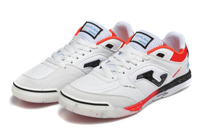Men's Joma Top Flex IC Indoor & Futsal Low-Tops Football Shoes - White/Electric Red/Black