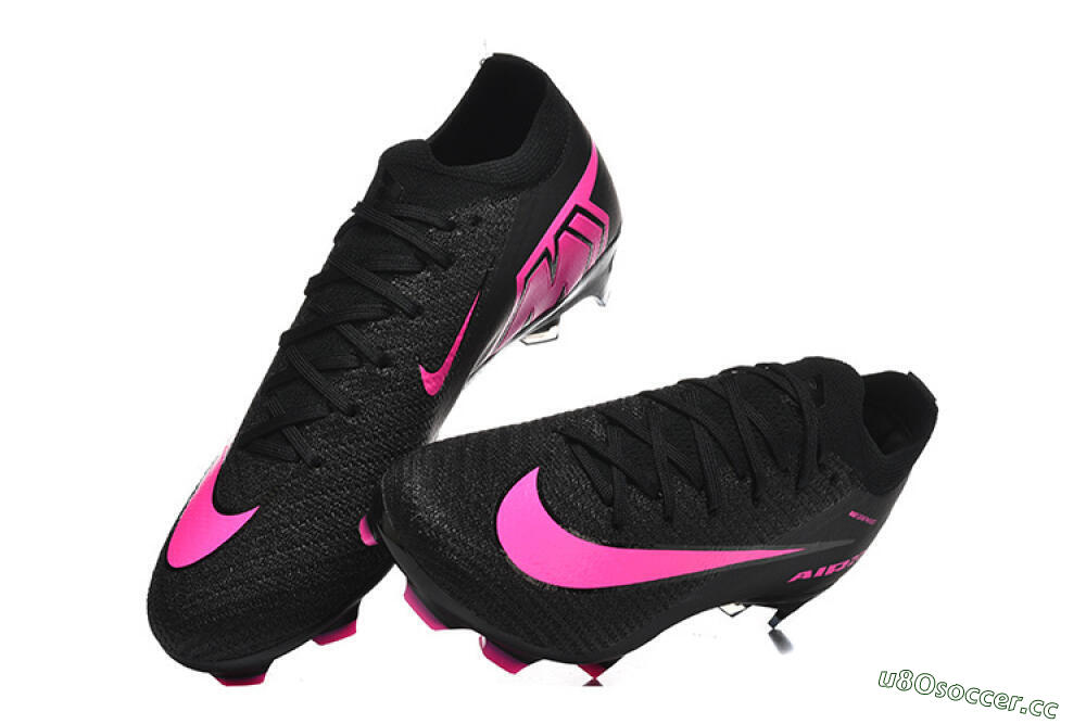 Men's Nike Air Zoom Mercurial Vapor 16 Elite FG Firm Ground Low-Tops Football Boots - Black/Vibrant Pink/Glossy Black 6