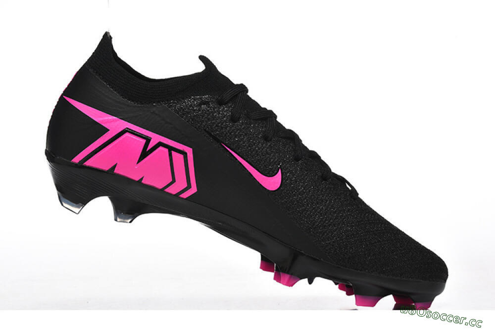 Men's Nike Air Zoom Mercurial Vapor 16 Elite FG Firm Ground Low-Tops Football Boots - Black/Vibrant Pink/Glossy Black 7