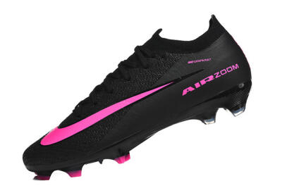 Men's Nike Air Zoom Mercurial Vapor 16 Elite FG Firm Ground Low-Tops Football Boots - Black/Vibrant Pink/Glossy Black