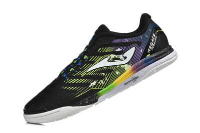 Men's Joma Top Flex IC Indoor & Futsal Low-Tops Football Shoes - Black/Lime Green/Rainbow Gradient