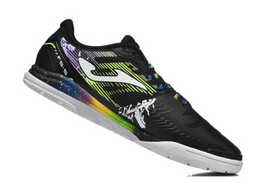 Men's Joma Top Flex IC Indoor & Futsal Low-Tops Football Shoes - Black/Lime Green/Rainbow Gradient