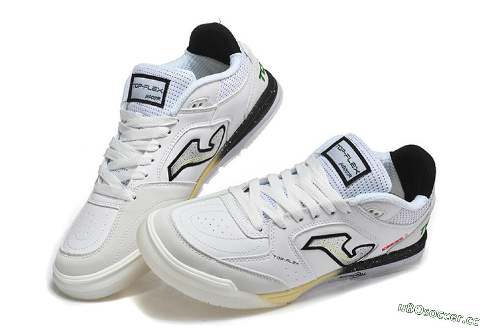 Men's Joma Top Flex IC Indoor & Futsal Low-Tops Football Shoes - White/Electric Green/Jet Black 6