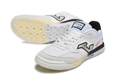 Men's Joma Top Flex IC Indoor & Futsal Low-Tops Football Shoes - White/Electric Green/Jet Black