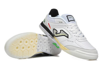 Men's Joma Top Flex IC Indoor & Futsal Low-Tops Football Shoes - White/Electric Green/Jet Black