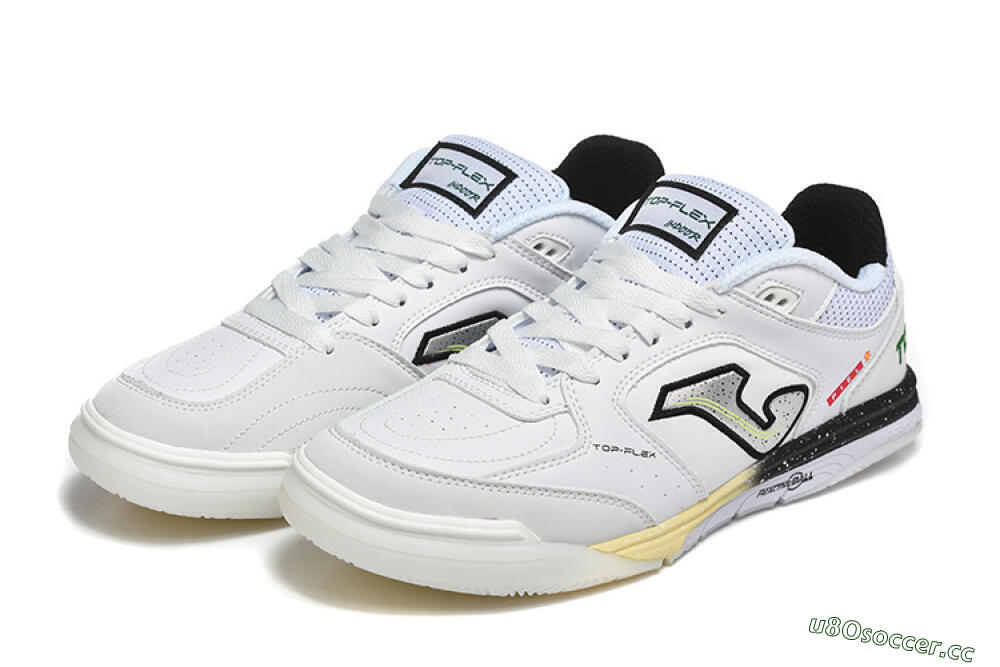 Men's Joma Top Flex IC Indoor & Futsal Low-Tops Football Shoes - White/Electric Green/Jet Black 5