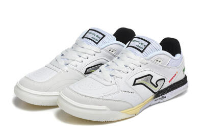 Men's Joma Top Flex IC Indoor & Futsal Low-Tops Football Shoes - White/Electric Green/Jet Black