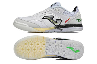 Men's Joma Top Flex IC Indoor & Futsal Low-Tops Football Shoes - White/Electric Green/Jet Black