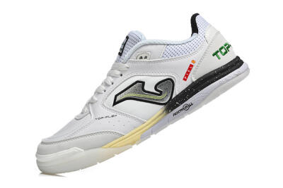 Men's Joma Top Flex IC Indoor & Futsal Low-Tops Football Shoes - White/Electric Green/Jet Black