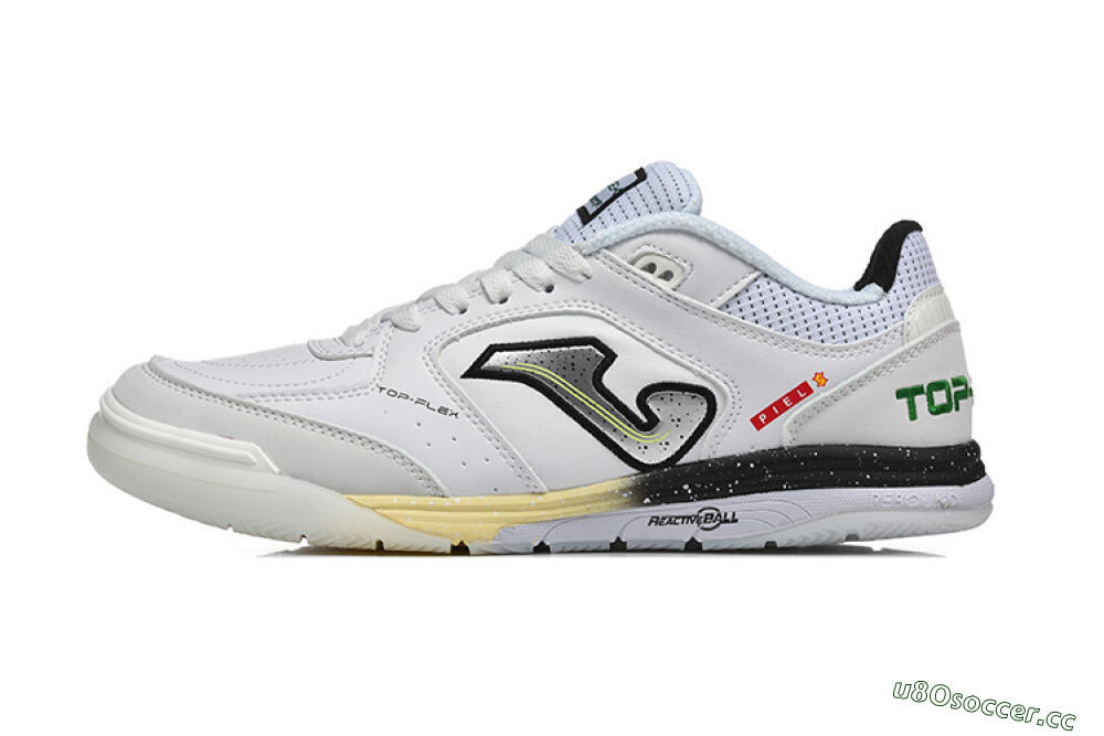 Men's Joma Top Flex IC Indoor & Futsal Low-Tops Football Shoes - White/Electric Green/Jet Black 0