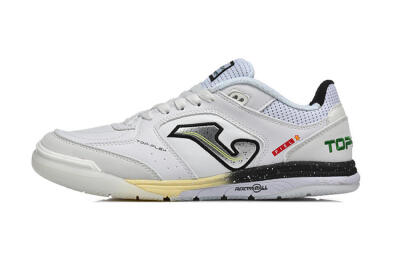 Men's Joma Top Flex IC Indoor & Futsal Low-Tops Football Shoes - White/Electric Green/Jet Black