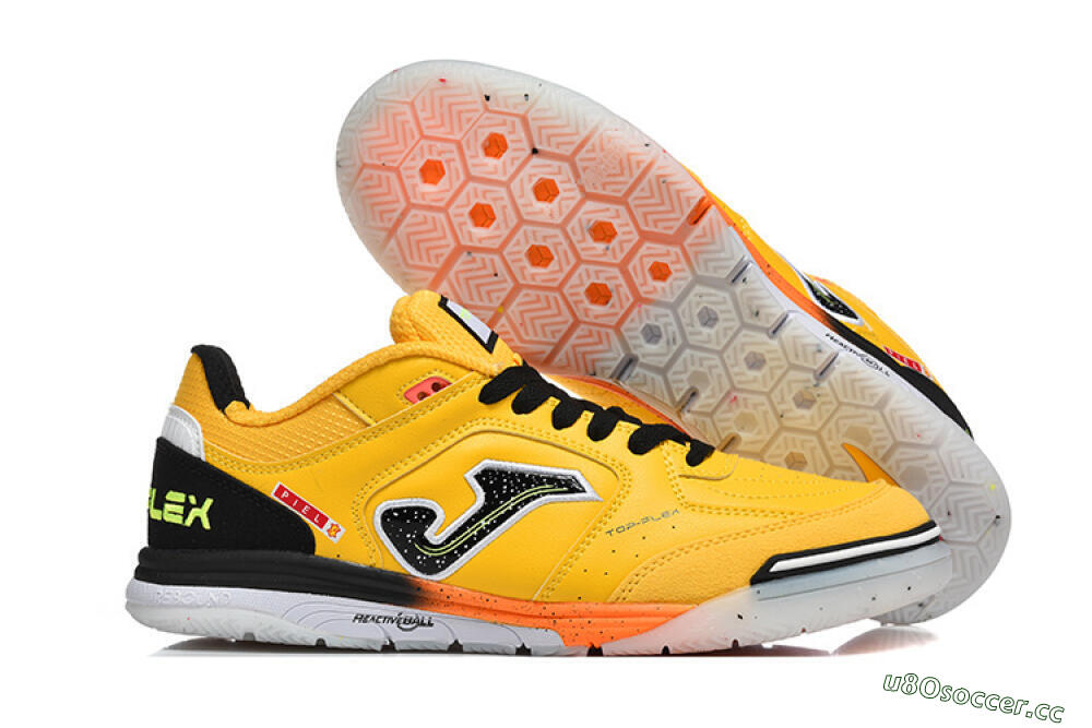Men's Joma Top Flex IC Indoor & Futsal Low-Tops Football Shoes - Yellow/Bright Citrus/Jet Black 2