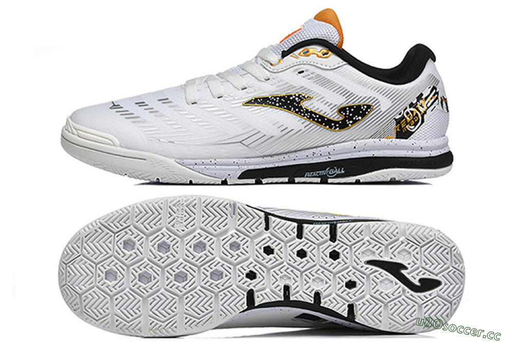 Men's Joma Top Flex IC Indoor & Futsal Low-Tops Football Shoes - White/Bold Yellow/Black 1